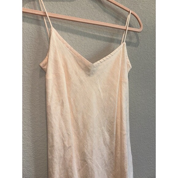 Tiar Los Angeles Quiet Luxury Light Peach Linen Midi Dress Women’s M - Picture 3 of 3